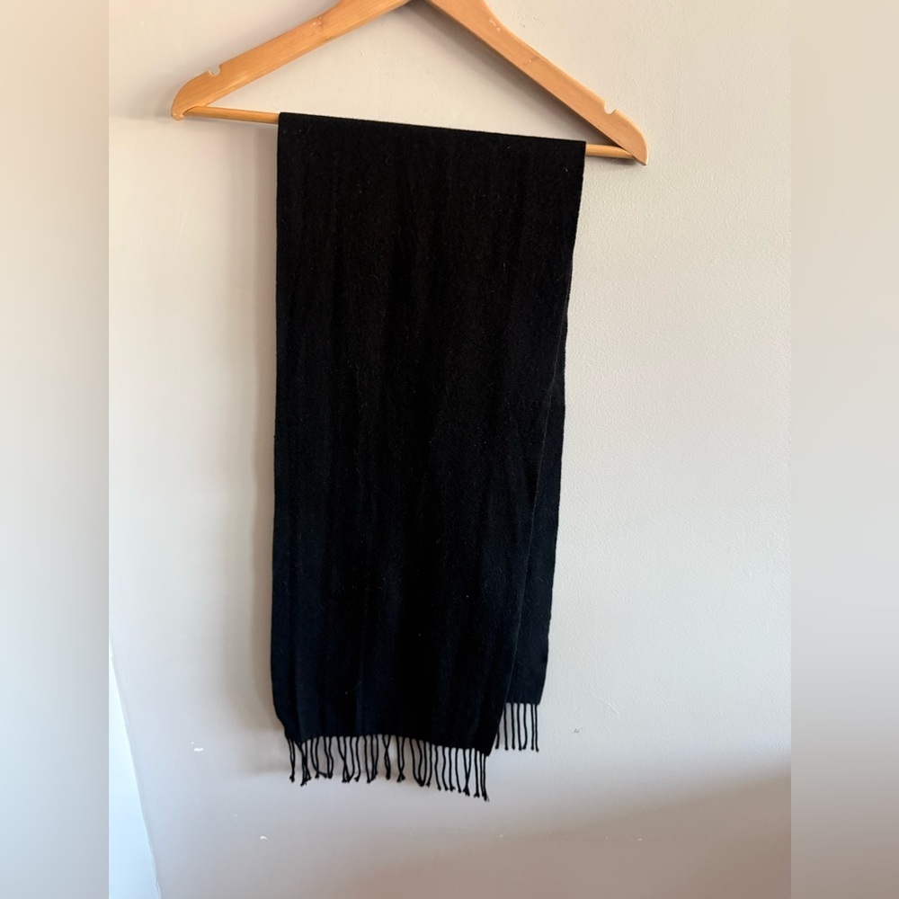 Talbots Black Fringe Scarf Classic Soft Winter Wrap